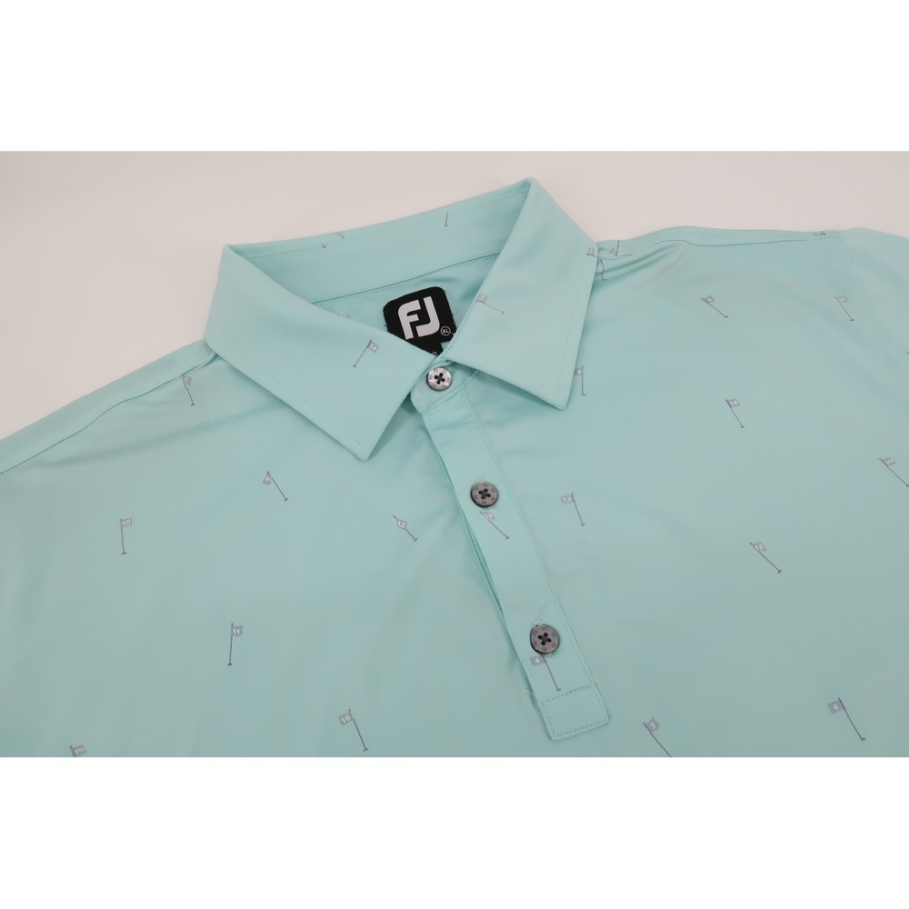 FootJoy Polo Shirt Mens XL Blue Golf Flag Print Performance Terranea California